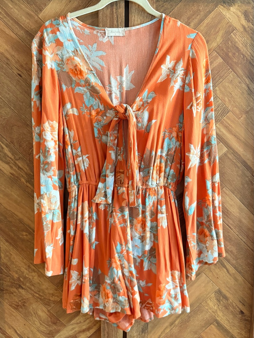 Altar’d State Orange Floral Tie-Front Romper
